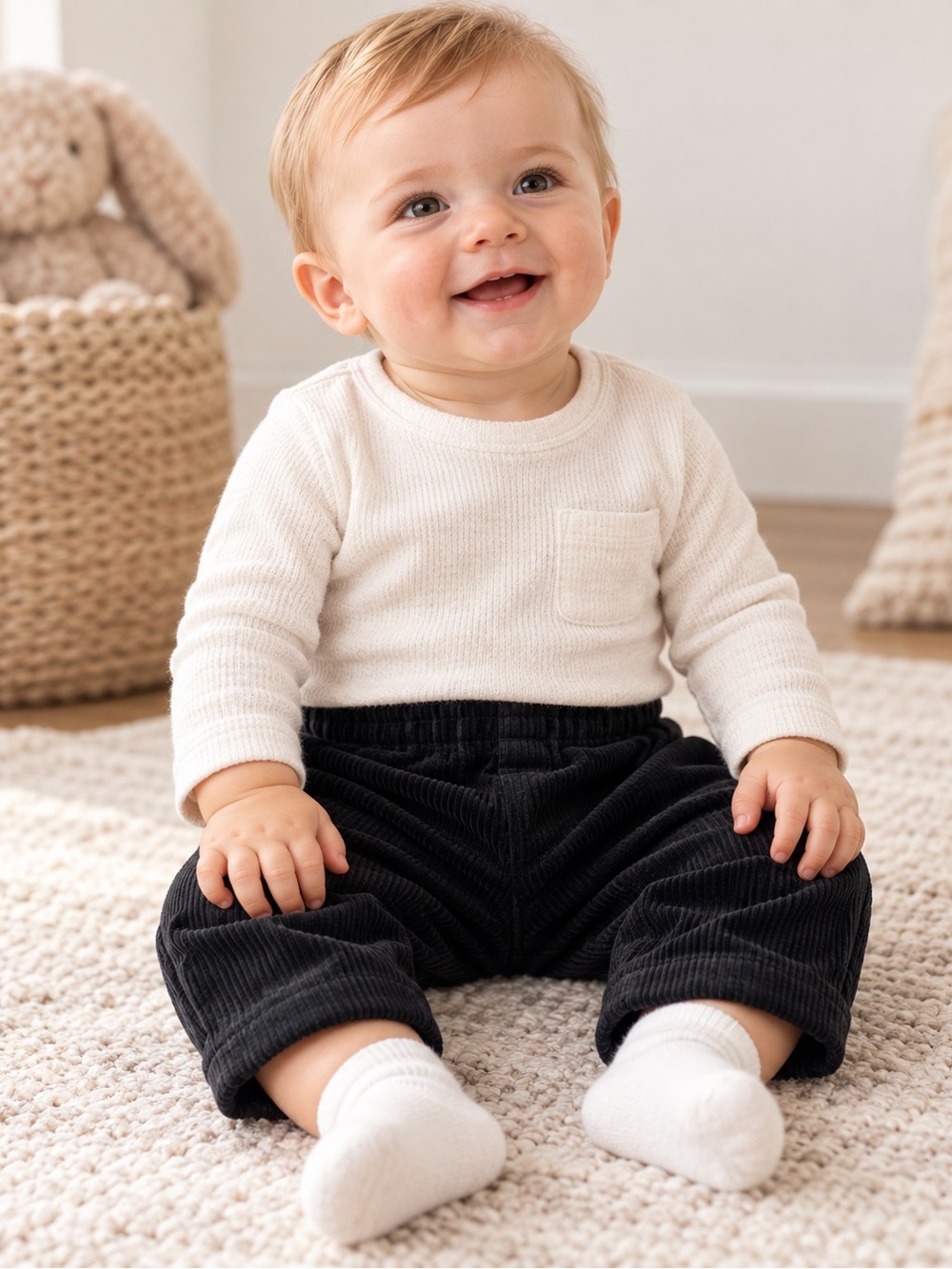 Baby Ribbed Long-Sleeve Top in Cream — Cozy Everyday Tee